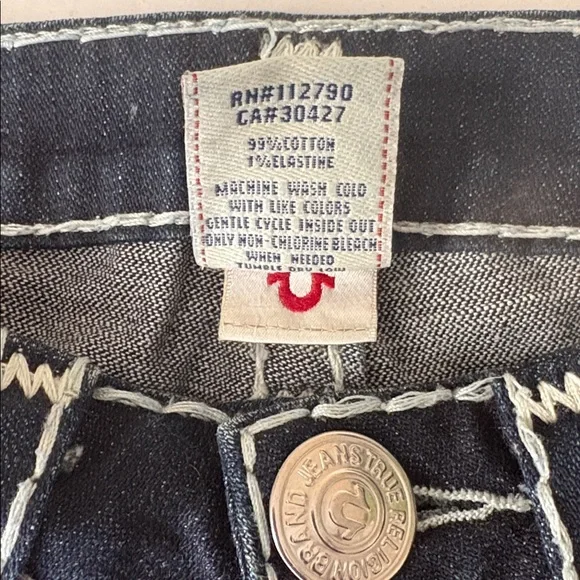 True Religion Joey Super T dark denim flare Jeans with Contrast Stitching, 24 - Picture 7 of 10